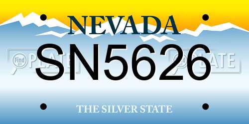 SN5626 Nevada License Plate