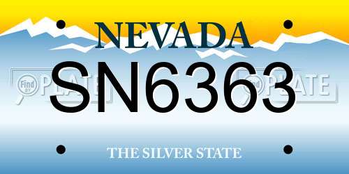 SN6363 Nevada License Plate