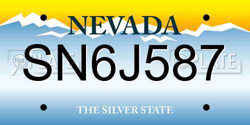SN6J587 Nevada License Plate