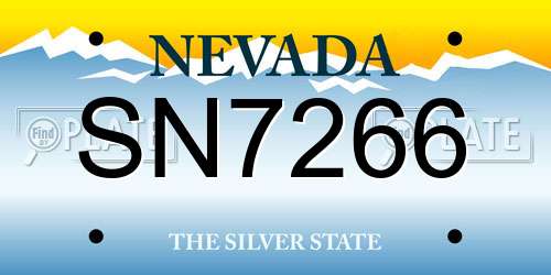 SN7266 Nevada License Plate
