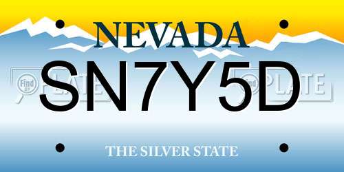 SN7Y5D Nevada License Plate