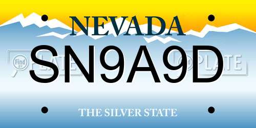 SN9A9D Nevada License Plate