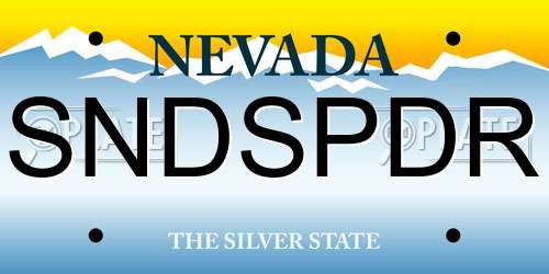 SNDSPDR Nevada License Plate