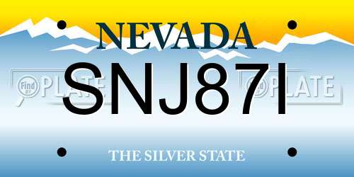 SNJ87I Nevada License Plate