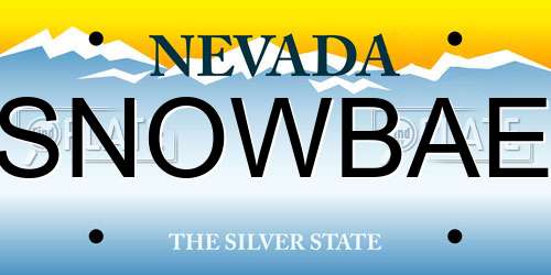 SNOWBAE Nevada License Plate
