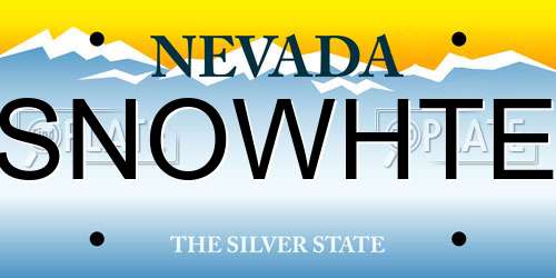 SNOWHTE Nevada License Plate