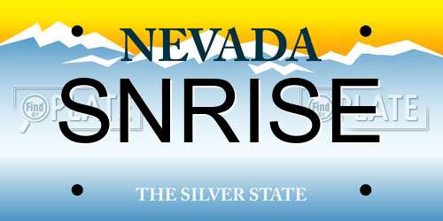 SNRISE Nevada License Plate