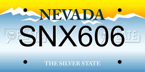 SNX606 Nevada License Plate