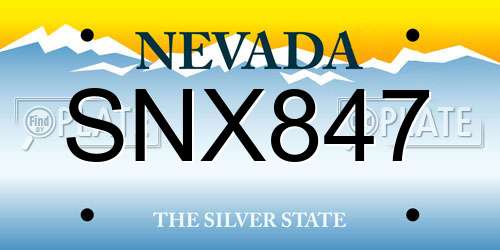 SNX847 Nevada License Plate