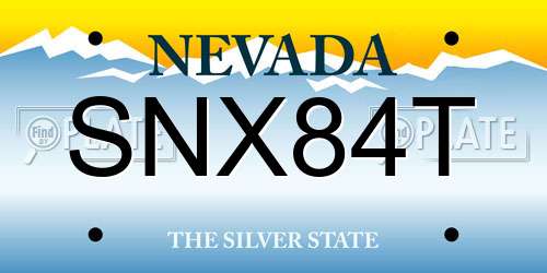 SNX84T Nevada License Plate