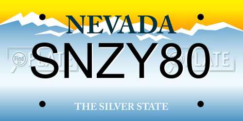 SNZY80 Nevada License Plate