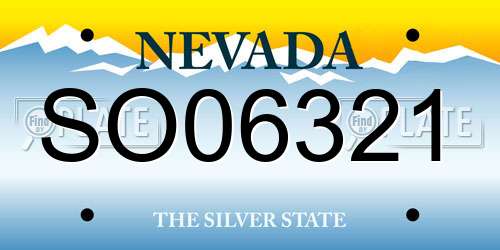SO06321 Nevada License Plate
