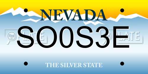 SO0S3E Nevada License Plate