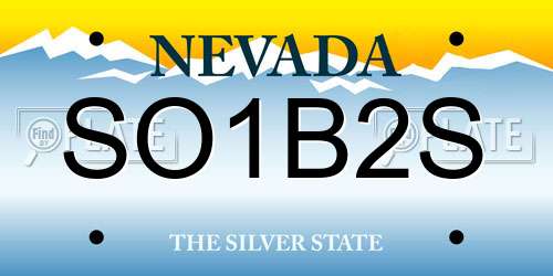 SO1B2S Nevada License Plate
