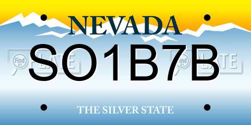 SO1B7B Nevada License Plate