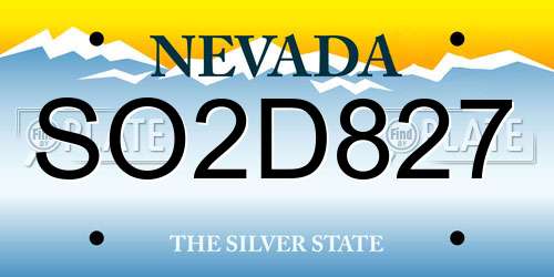 SO2D827 Nevada License Plate