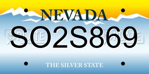 SO2S869 Nevada License Plate