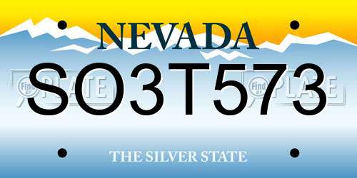 SO3T573 Nevada License Plate