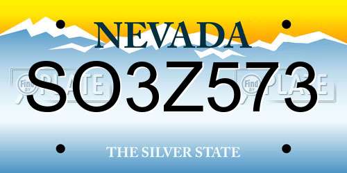 SO3Z573 Nevada License Plate