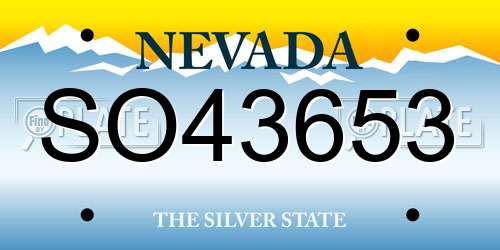 SO43653 Nevada License Plate