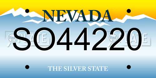 SO44220 Nevada License Plate