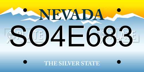 SO4E683 Nevada License Plate