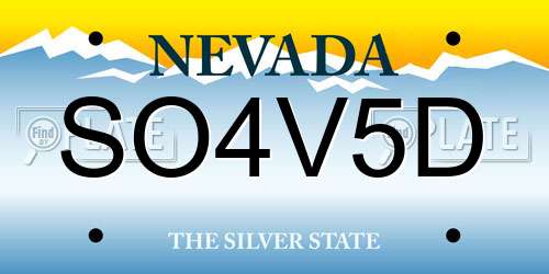 SO4V5D Nevada License Plate