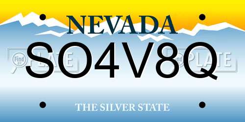 SO4V8Q Nevada License Plate