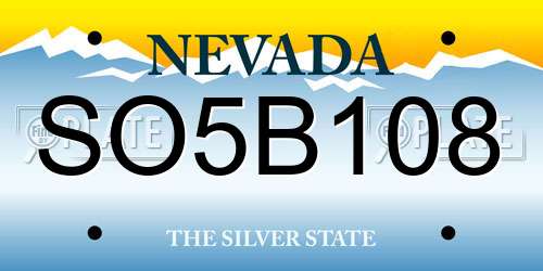 SO5B108 Nevada License Plate