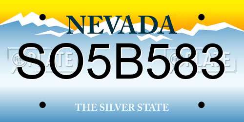 SO5B583 Nevada License Plate