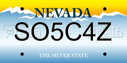 SO5C4Z Nevada License Plate