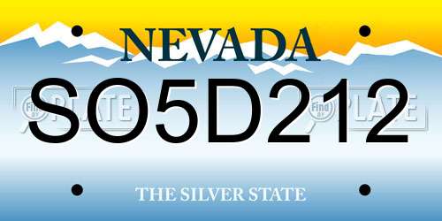 SO5D212 Nevada License Plate