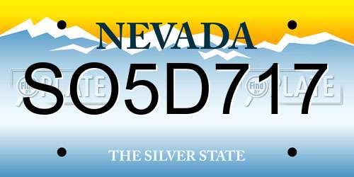 SO5D717 Nevada License Plate