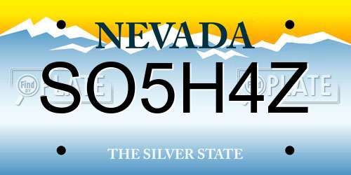 SO5H4Z Nevada License Plate