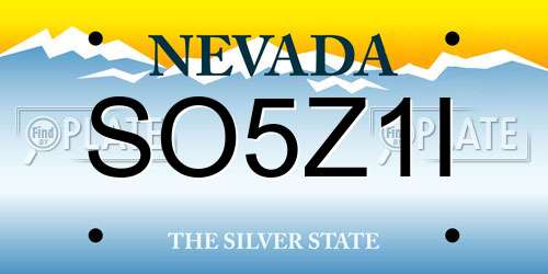 SO5Z1I Nevada License Plate