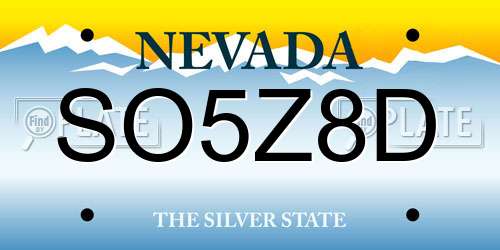 SO5Z8D Nevada License Plate