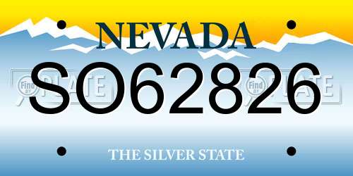 SO62826 Nevada License Plate