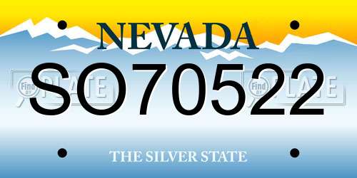 SO70522 Nevada License Plate