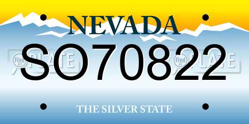 SO70822 Nevada License Plate