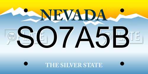 SO7A5B Nevada License Plate