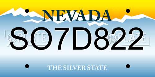 SO7D822 Nevada License Plate