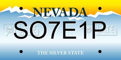SO7E1P Nevada License Plate
