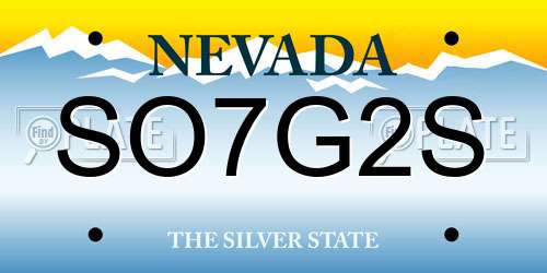 SO7G2S Nevada License Plate