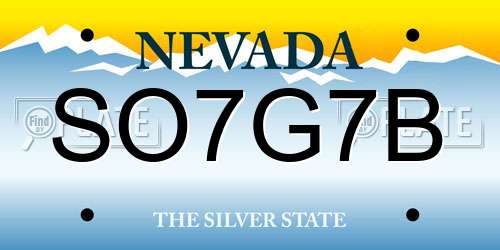 SO7G7B Nevada License Plate