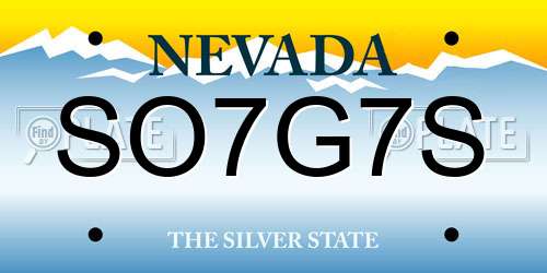 SO7G7S Nevada License Plate