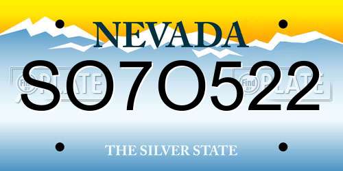 SO7O522 Nevada License Plate