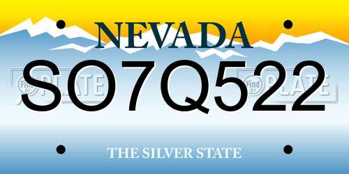 SO7Q522 Nevada License Plate