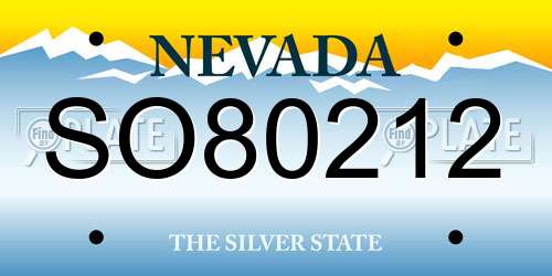 SO80212 Nevada License Plate
