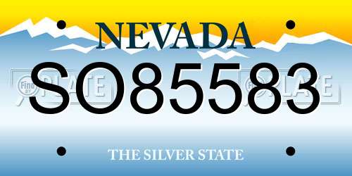SO85583 Nevada License Plate