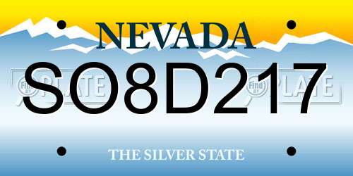 SO8D217 Nevada License Plate